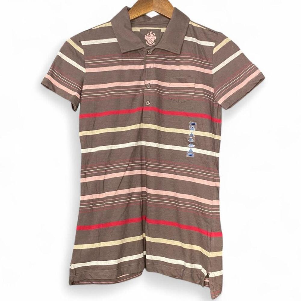 2000s y2k brown & pink old navy polo tee